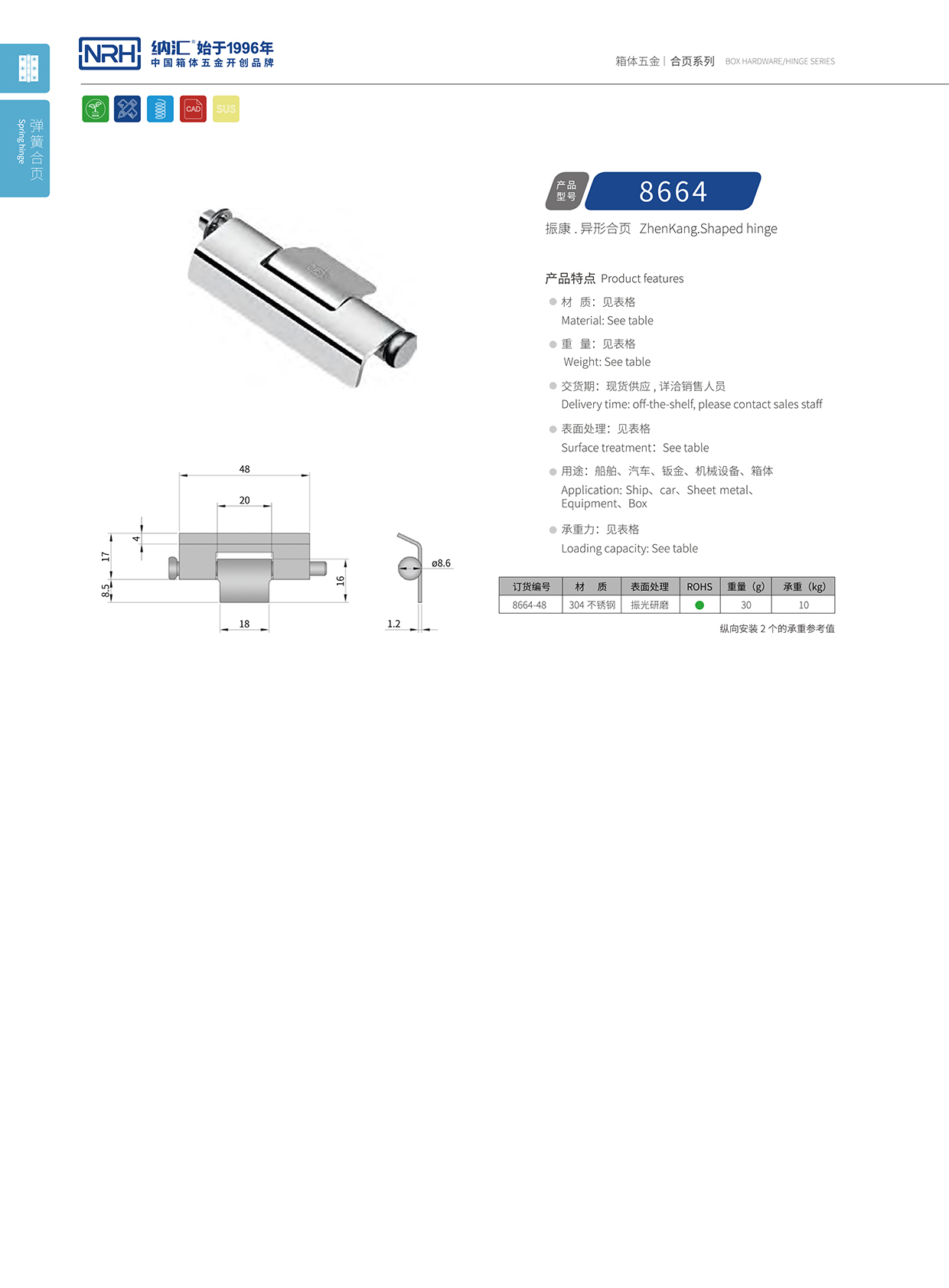 蘑菇AV下载/NRH 8664-48 機箱機櫃鉸鏈